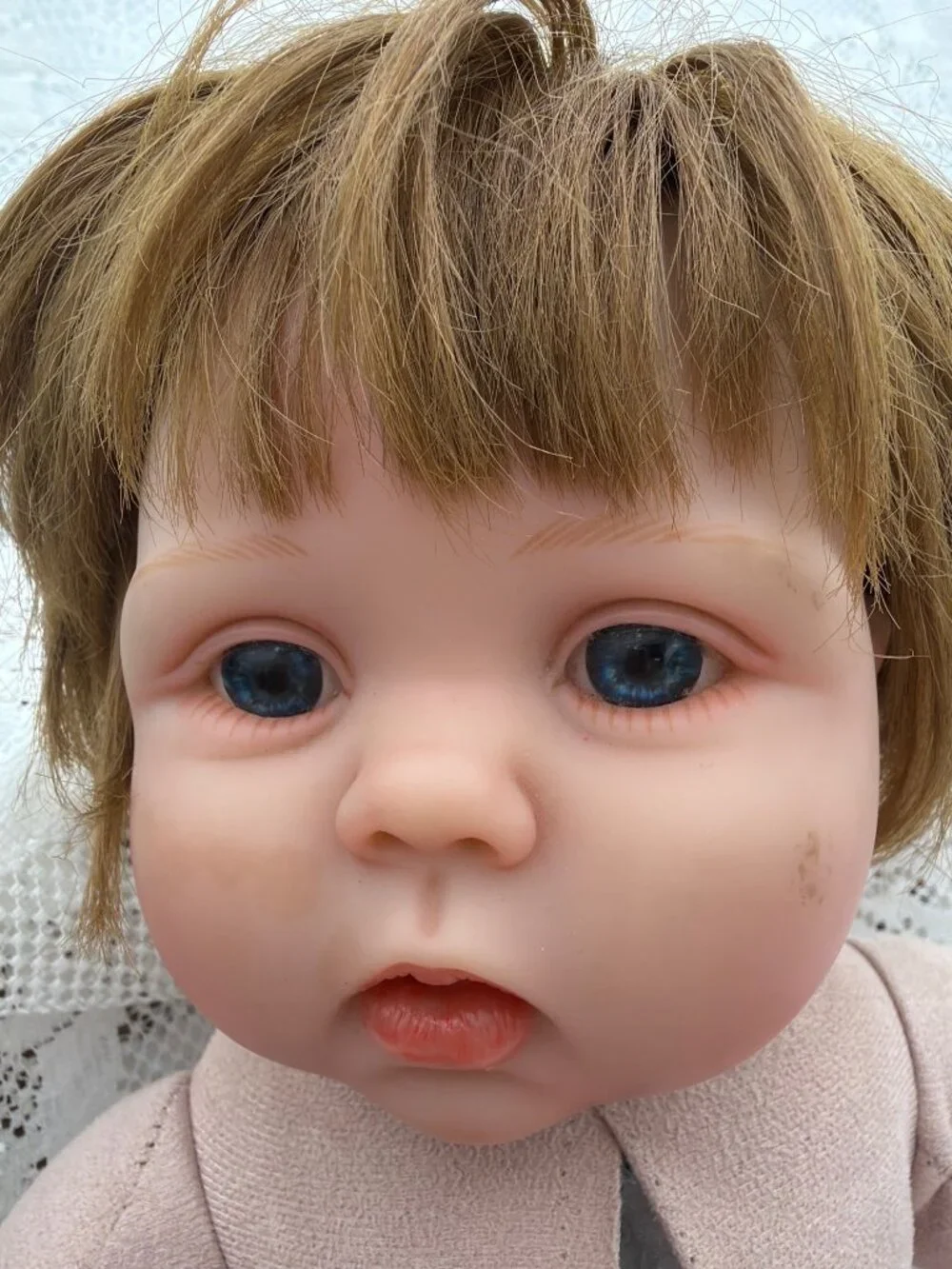 Reborn Baby Doll Brown Hair Pink Outfit & Accessories Pre-Owned W Flaws 20